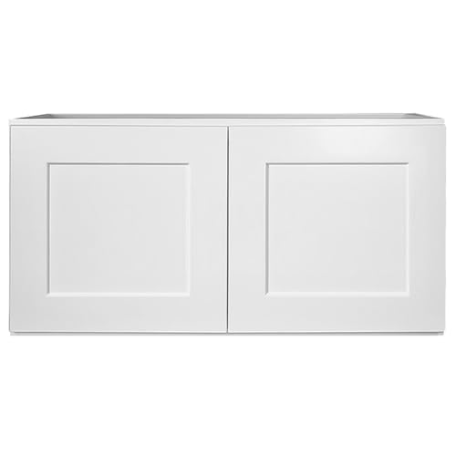 Brookings Shaker Unassembled Bridge Wall Kitchen Cabinet W3018, 30 W x 12 D x 18 H, Painted White with Sherwin Williams®, Solid Wood – Design House, 561662