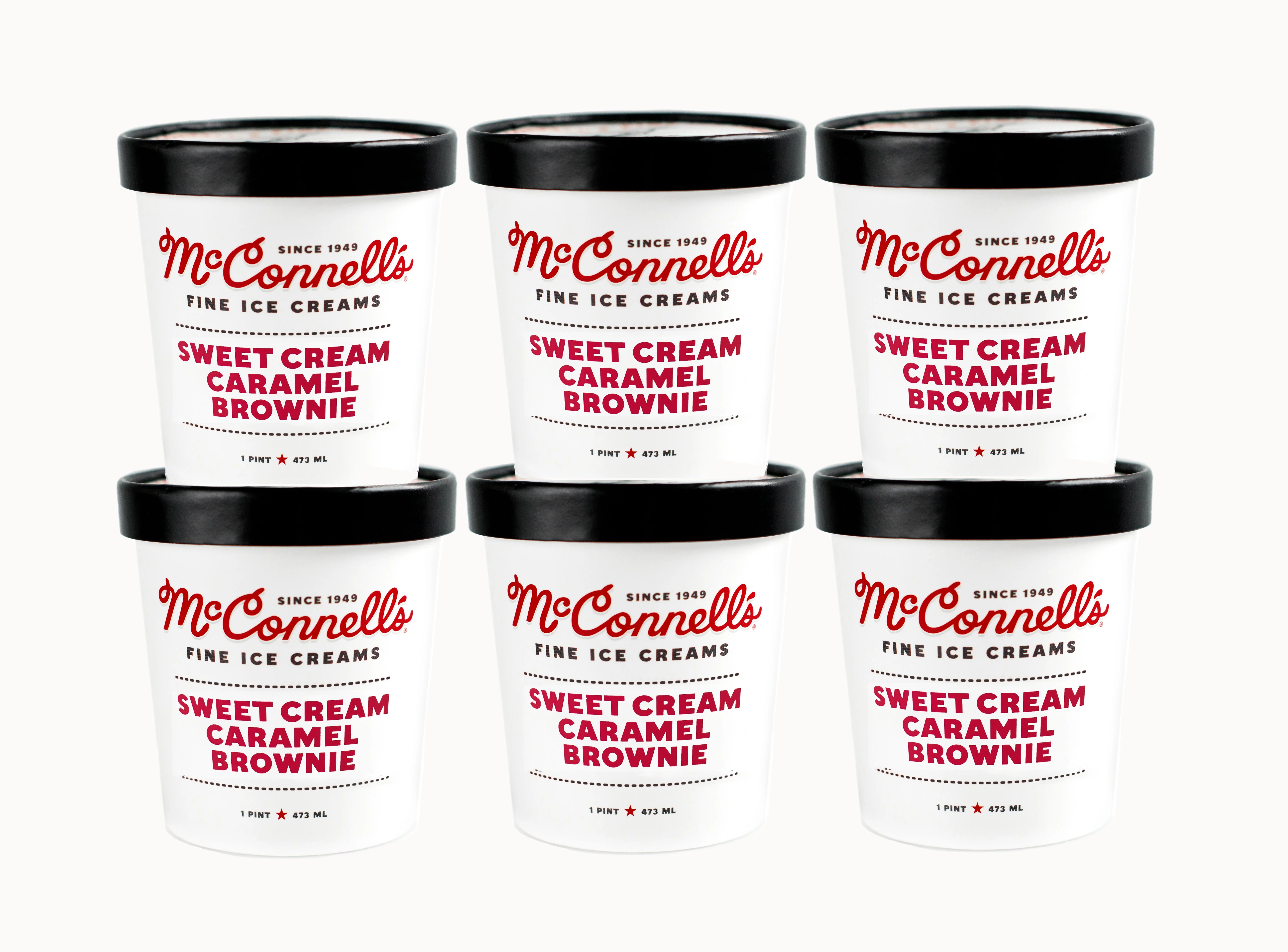 McConnell's, Sweet Cream Caramel Brownie Ice Cream, 16 oz. (6 Ct)