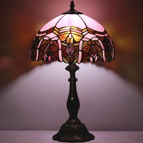 Tiffany Table Lamp Stained Glass Lamp 12X12X19 Inch Antique Reading Light (Sea Blue Pear)