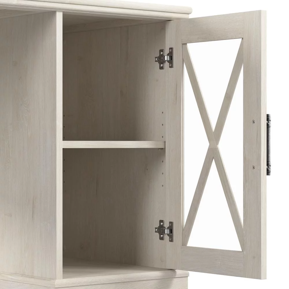 Bush Lennox Engineered Wood L-Shaped Desk in Linen White Oak