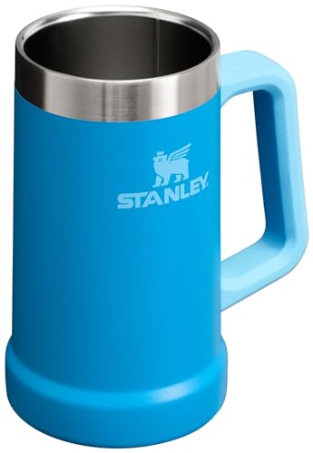 Stanley Stay-Chill Beer Stein 24 oz | Heavy Duty Big Grip Handle | Beer Tumbler Drink Cup, Holds 2 Cans | Insulated Stainless Steel Party Mug | BPA-Free | Azure