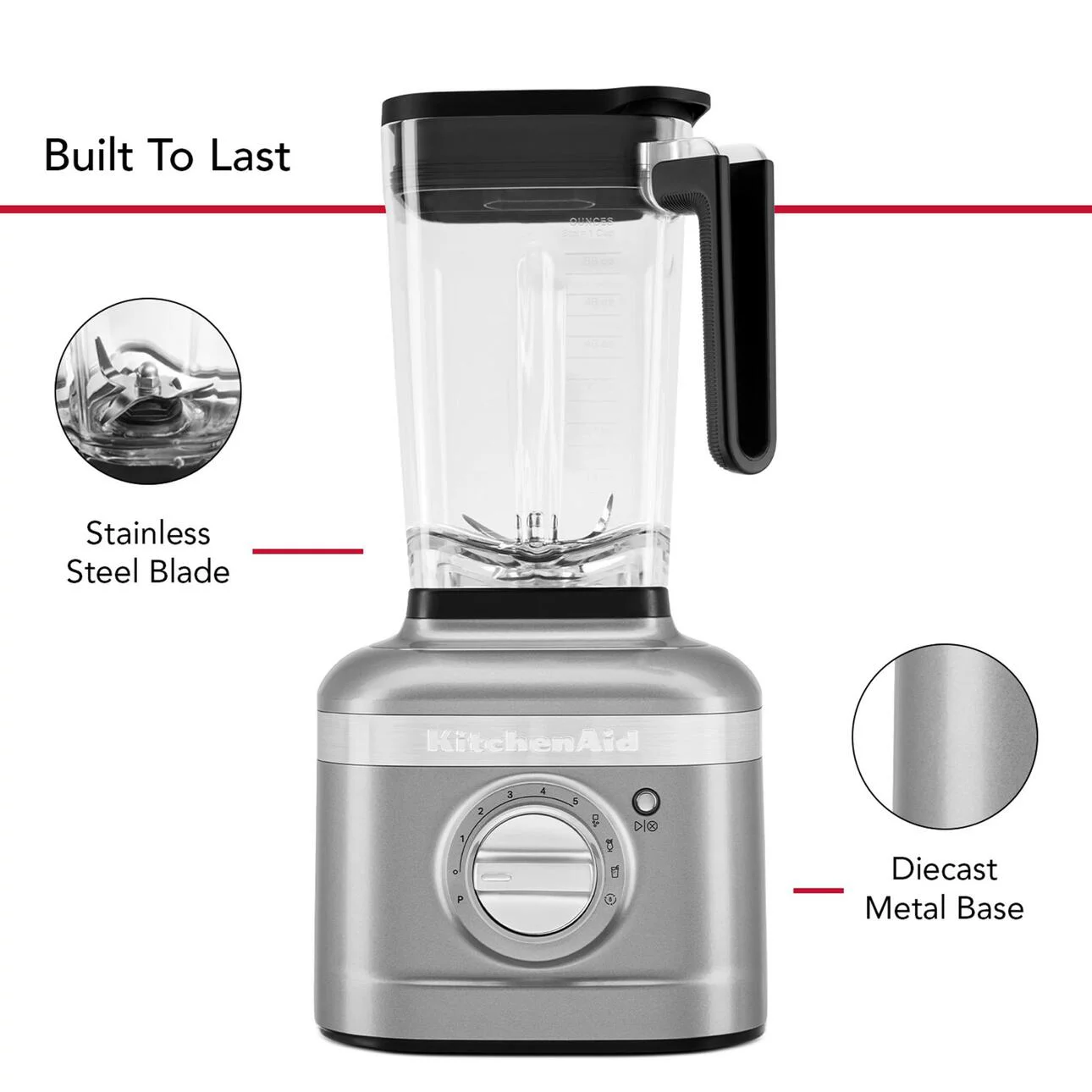KitchenAid K400 Variable Speed Blender, Contour Silver, KSB4027