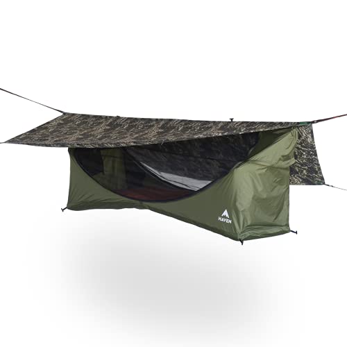 Haven Tents Lay Flat Hammock Tent - Waterproof Tent & Camping Hammock with Mosquito Net - Includes Insulated Pad and Rainfly - Haven Tent, Haven XL, Haven Safari
