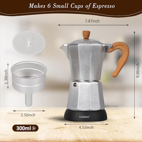 Cuban Coffee Maker, 6 or 3cup Electric Espresso Coffee Maker, Portable Cafeteras Electricas Modernas, Electric Moka Pot with Detachable Base & Overheat Protection, Coffee Gift for Home Travel