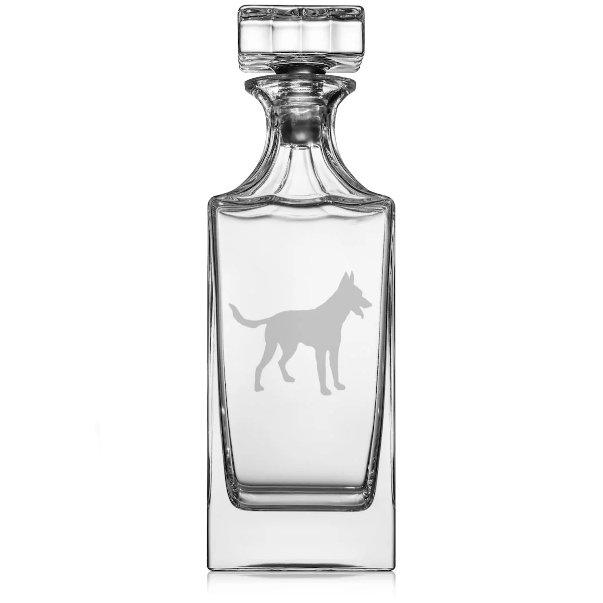 30 oz Glass Whiskey Decanter with Glass Stopper Gift Belgian Malinois