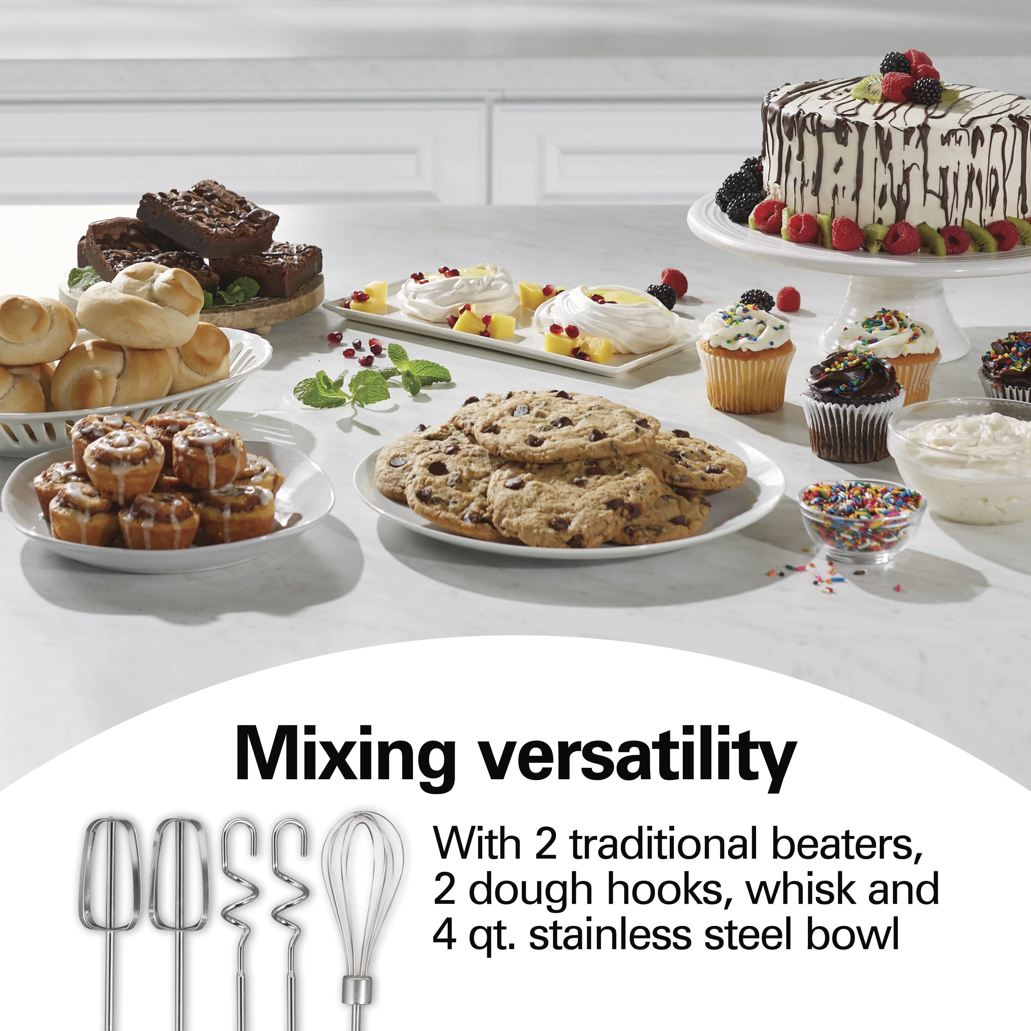 Hamilton Beach Classic Stand Mixer, 4 Quart Stainless Steel Bowl, 6 Speeds, Black, 64650