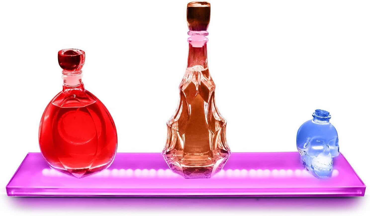 LED Lighted Liquor Bottle Display Shelf, 24-inch LED Bar Shelves for Liquor, Lighted Liquor Bottle Shelf for Home/Commercial Bar, Acrylic Lighted Bottle Display with Remote&APP