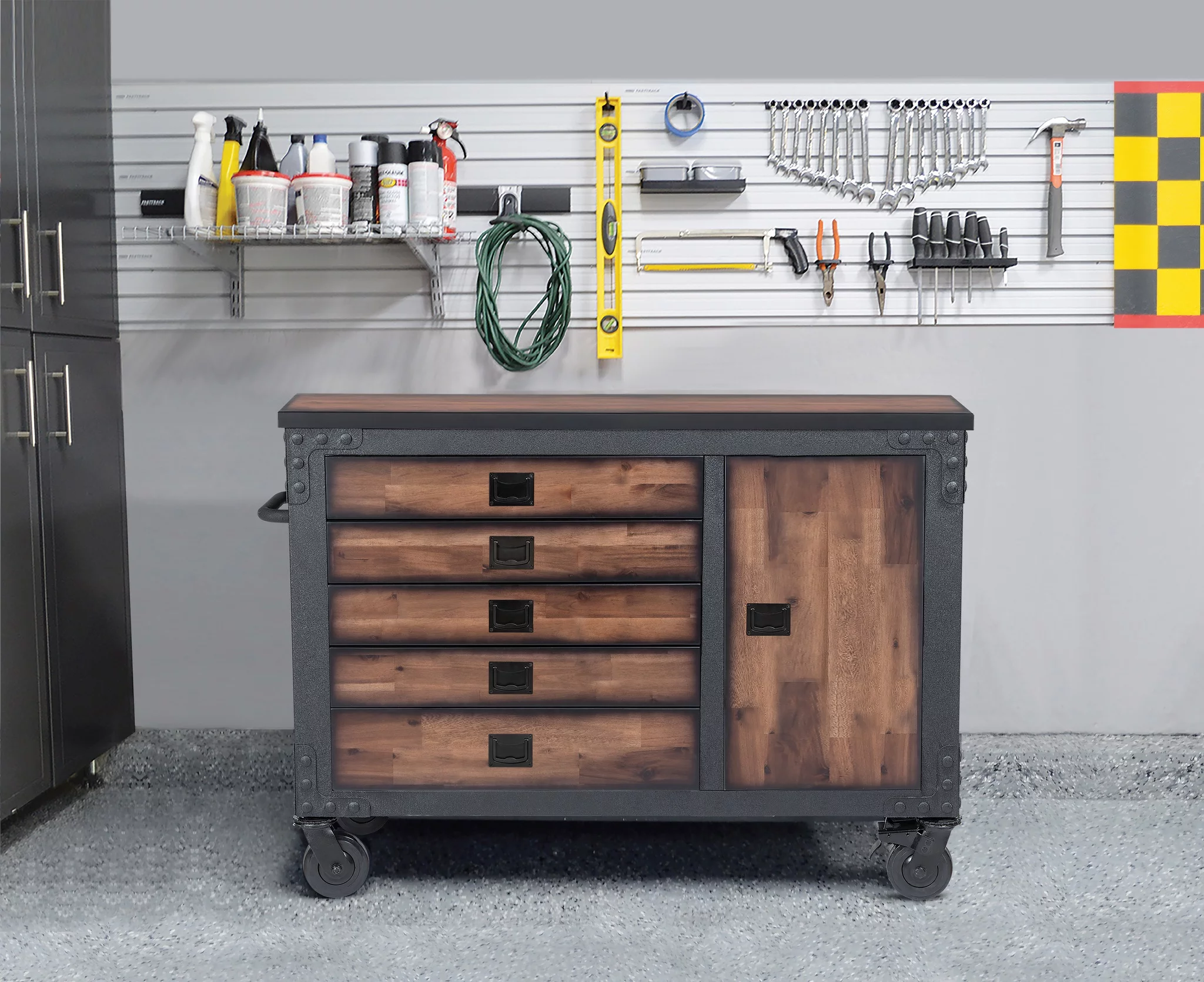 DuraMax 48 in. 5-Drawers Rolling Tool Chest with Wood Top