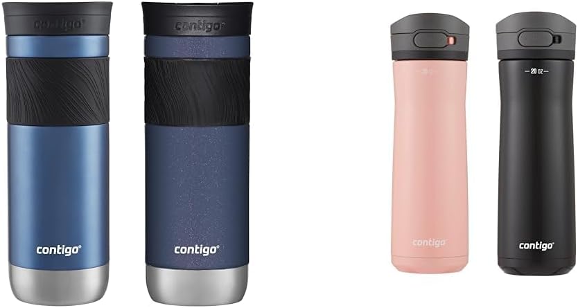 Contigo 20oz Vacuum-Insulated Stainless Steel Leak-Proof Travel Mug & Jackson Chill 2.0 Vacuum-Insulated Stainless Steel Water Bottle, Secure Lid Technology