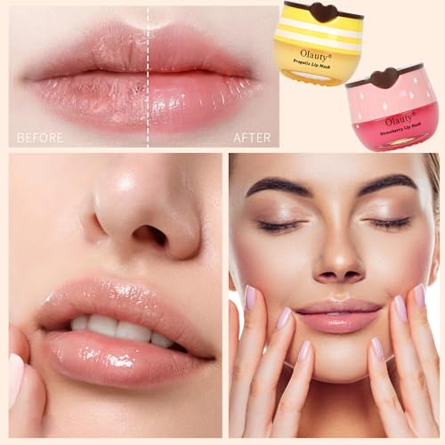 4 PCS Bee Lip Balm Lip Mask Honey Pot, Honey & Strawberry & Watermelon & Apple Lime Lip Sleeping Mask Propolis Moisturizing Lip Balm with Stick, Hydrating Prevention Dry & Cracked