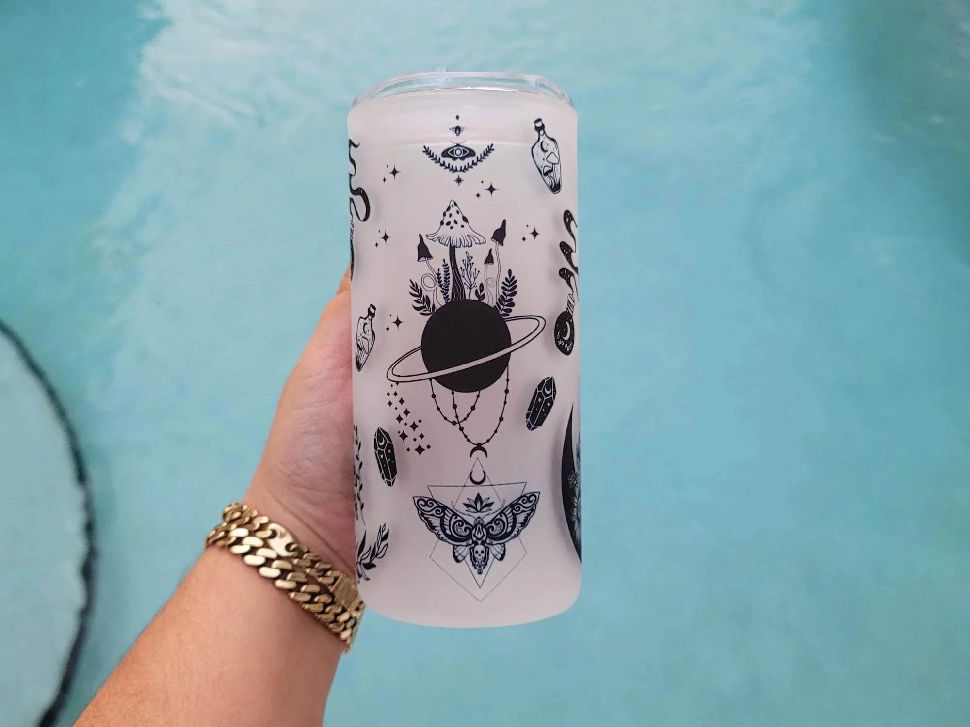 Mushroom Beer Can Glass | Boho Moth Coffee Glass | Aesthetic Coffee Glass | 20 oz