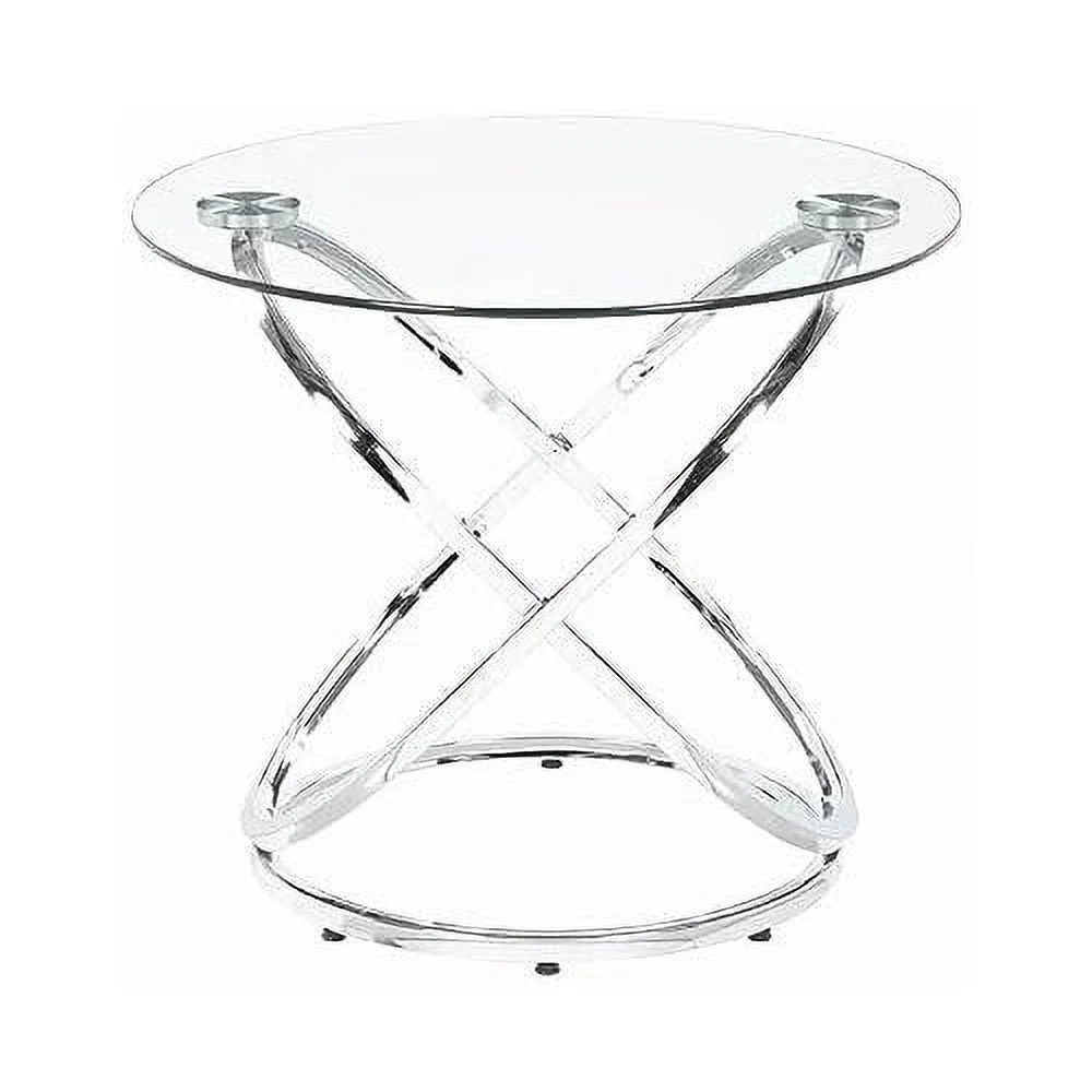 Modern 3 Piece Coffee Set With 2 End Tables, Glass , Chrome