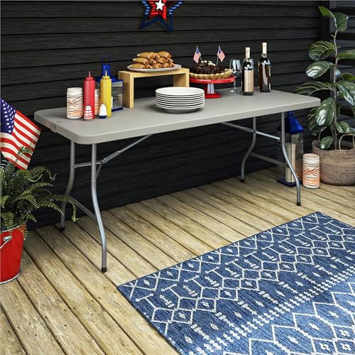 COSCO Molded Folding Banquet Table w/Handle, 6ft, Black