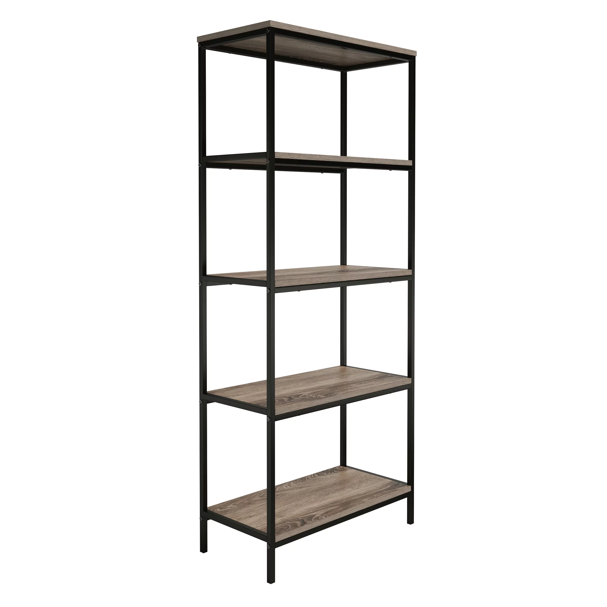 Somerset Home 5 Tier Bookcase, Open Industrial Style, Black
