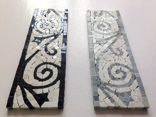 Italian White Bianco Carrera Flower Mosaic Border Tile Polished (Black)