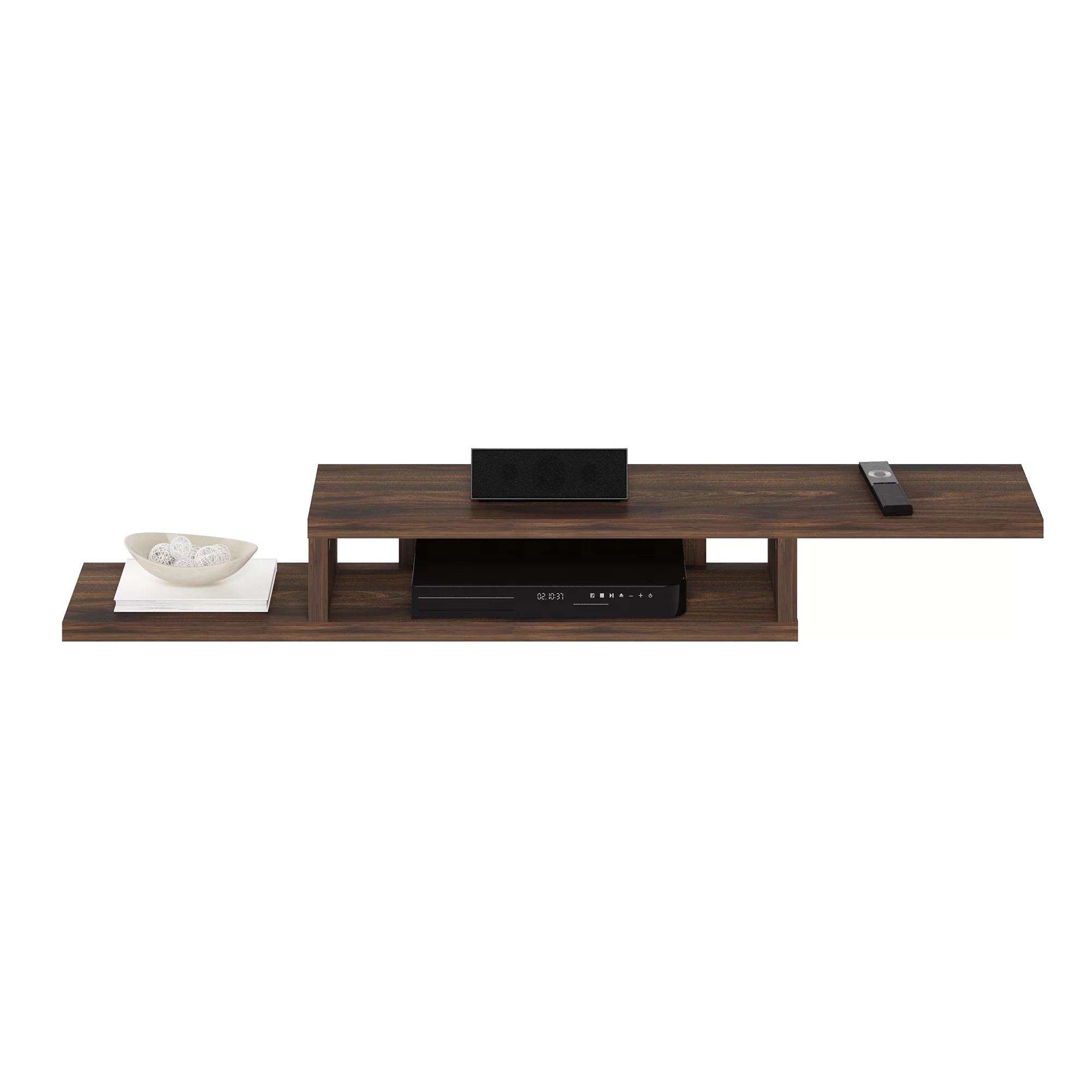 Furinno Indo Wall Mounted Floating Media Console, 60 inch, Columbia Walnut