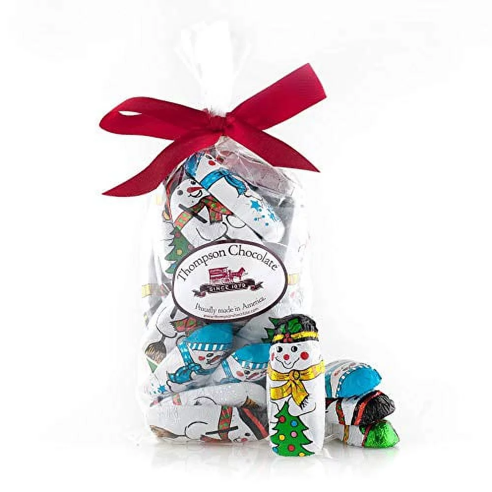 8 Oz Of Christmas Chocolate Snowmen Wrapped In Colorful Italian - 25 Pieces Of Snowman Premium Milk Chocolate