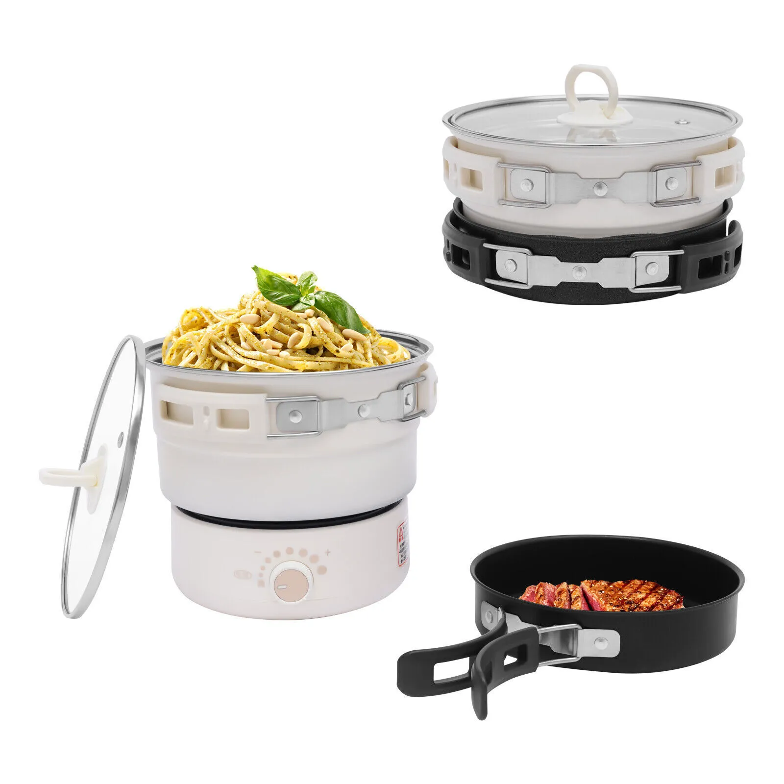 Mini Hot Pot Multifunction Split Electric Cooker with Steamer 110V 500W 1.6L