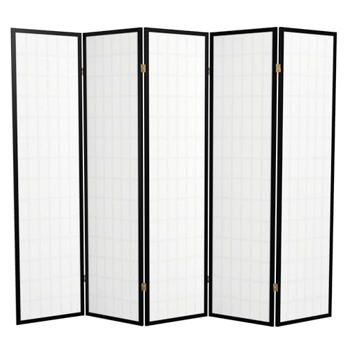 Red Lantern 6 ft. Tall Window Pane Shoji Screen-Natural-4 Panels Room Divider