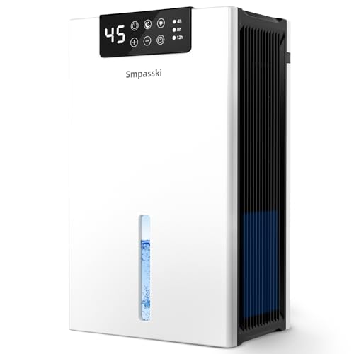 Dehumidifier, 98 OZ Dehumidifiers for Basement (1000sq.ft), Dehumidifier for Home with Washable Air Filter, Dehumidifiers for Bathroom Bedroom, Auto Shut Off and Timer Setting, Drain Hose, White