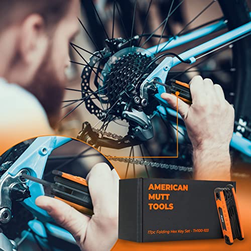 AMERICAN MUTT TOOLS 17pc Folding Allen Wrench Sets – SAE and Metric Allen Key Set – Hex Key Set, Allen Wrenches Sets, Metric Allen Wrenches Set