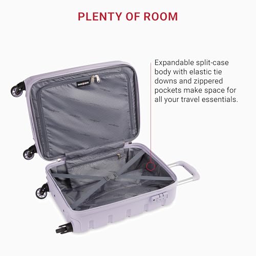SwissGear 7366 Hardside Expandable Luggage with Spinner Wheels, White, Carry-On 19-Inch