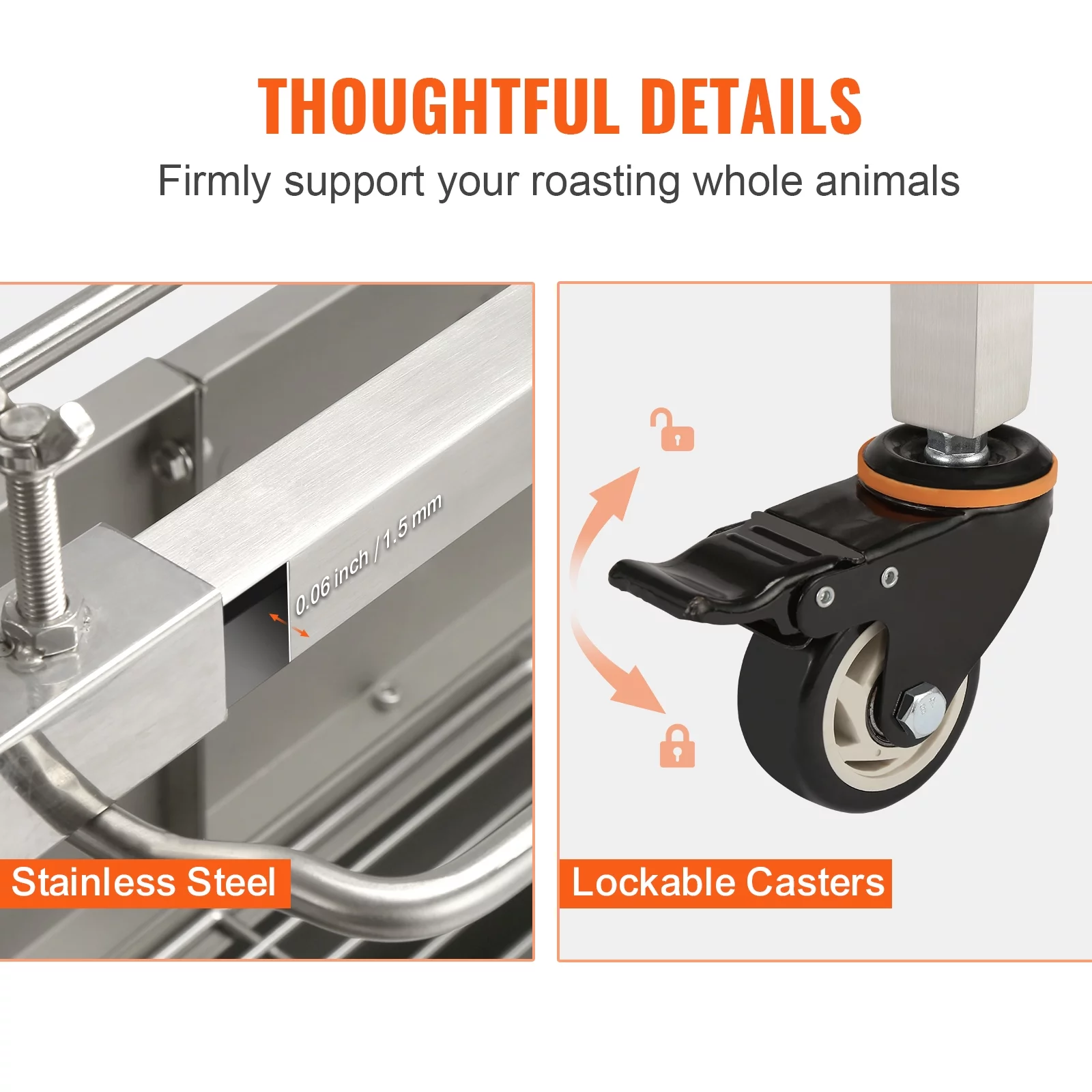 BENTISM Roaster Spit Rotisserie BBQ Grill Whole Pig Lamb Chicken Roaster 50W 90lbs