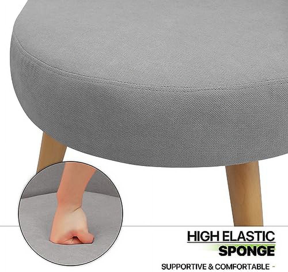 GEROBOOM SpaceSaving Vanity Stool Accent Chair Armchair Living Room Chair Leisure Chairs RongBOOMON Bathroom Seat Wood Legs Velvet Chair  Grey  Velvet