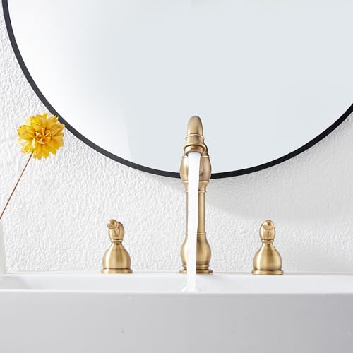 GGStudy 360° Swivel Antique Brass Bathroom Vessel Sink Faucet Single Handle One Hole Matching with Pop Up Drain