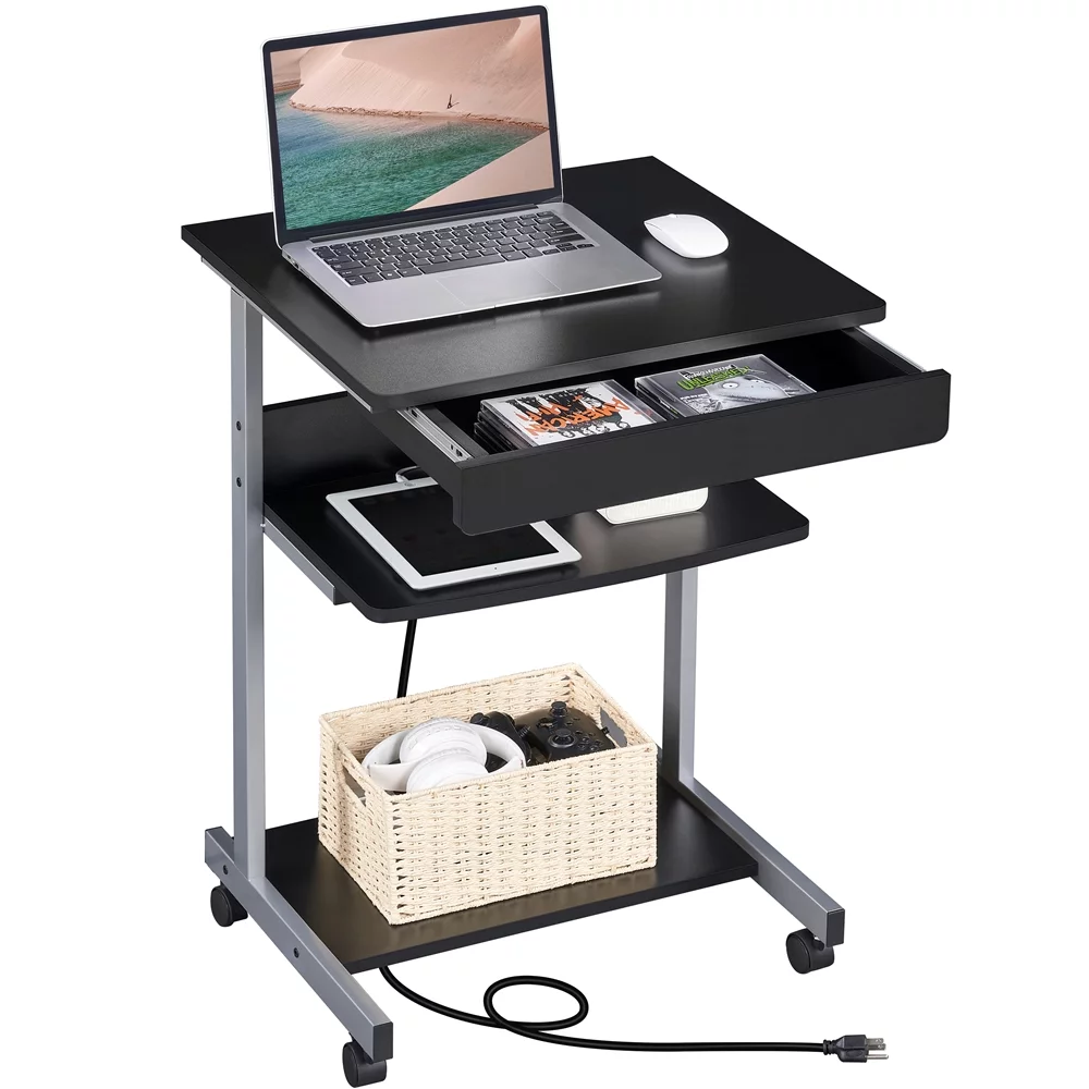 Yaheetech 31.5''H  Laptop Computer Desk with Power Outlet,Black