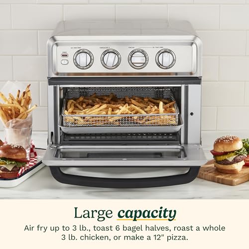 Cuisinart Air Fryer + Convection Toaster Oven, 8-1 Oven with Bake, Grill, Broil & Warm Options, Stainless Steel, TOA-70