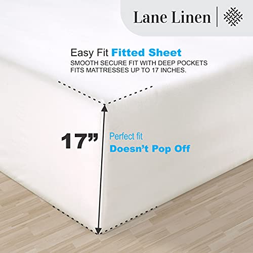 LANE LINEN 100% Egyptian Cotton Bed Sheets - 1000 Thread Count 4PC Queen Sheets Set, Long Staple Cotton Bedding Sheets, Sateen Weave, Luxury Hotel Sheets, Deep Pocket, Swiss Dot - White