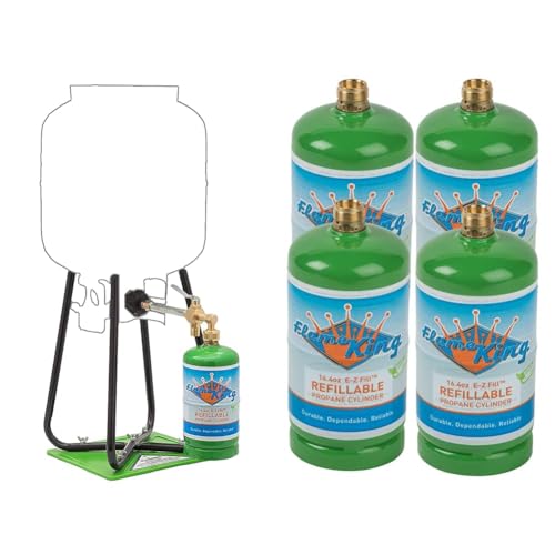 Flame King Refillable 1LB Empty Propane Cylinder Tank with Refill Kit and CGA600 Connection - Reusable, Safe and Legal Refill Option, DOT Compliant