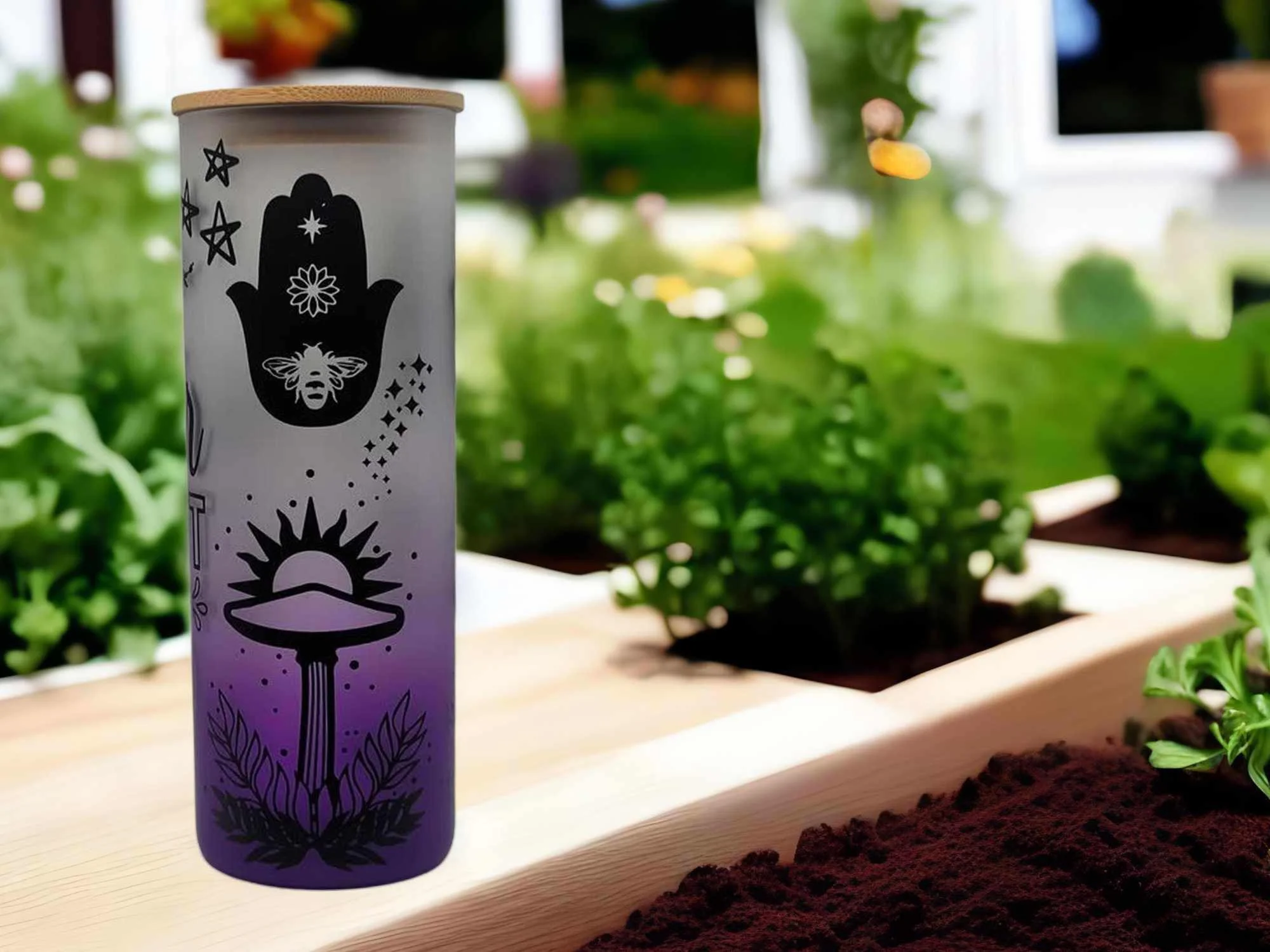 Mushroom Beer Can Glass | Boho Mushroom Coffee Glass |Coffee Glass | 24 oz