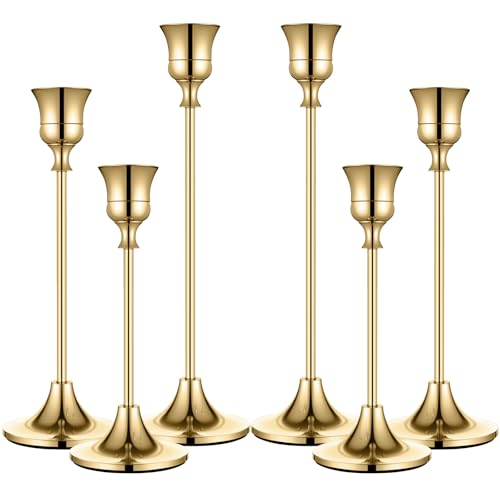 Black Candlestick Holders Taper Metal Candle Sticks Holder for Dining Table, Vintage Candelabra Tall Candle Stand for Tapered Candles, Decorative Centerpiece for Wedding Christmas Party Anniversary