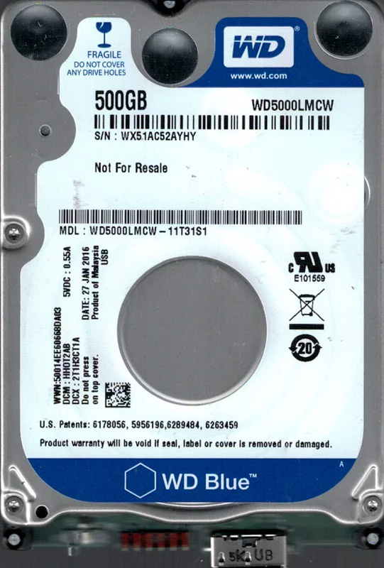 WD5000LMCW-11T31S1 DCM: HHOT2AB WX51A Western Digital 500GB