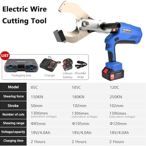 Electric Wire Cutting Tool, Electric Ratchet Cable Cutter, Hydraulic Cable Scissors Battery Powered, for Al and Armored Cu/Al Cable,85C