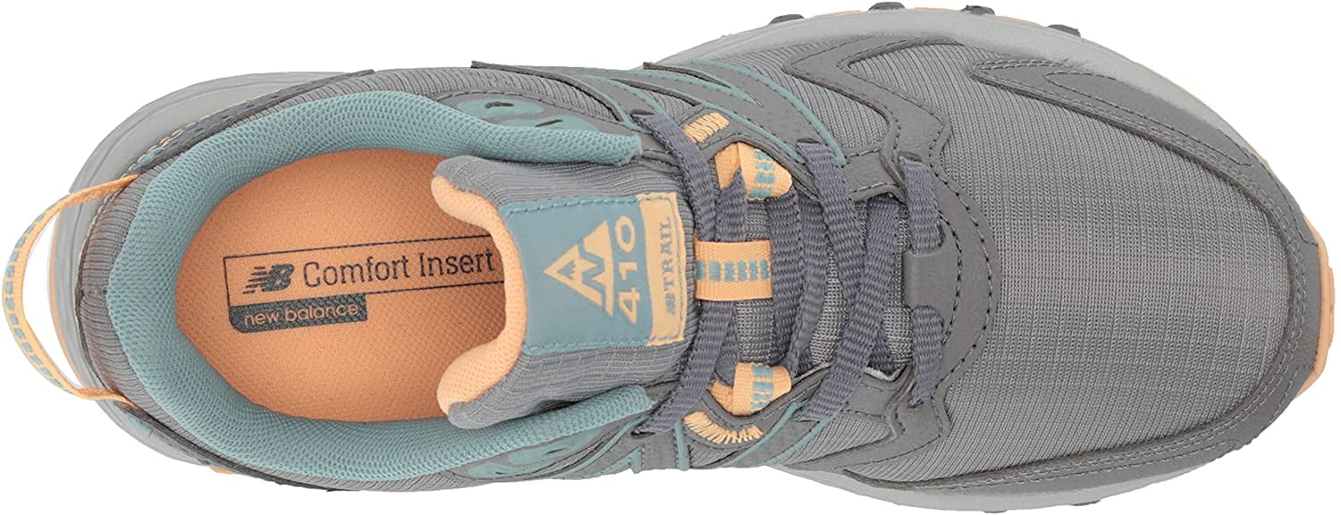 New Balance Womens 410 V7 Trail Running Shoe 10 Steel/Light Mango