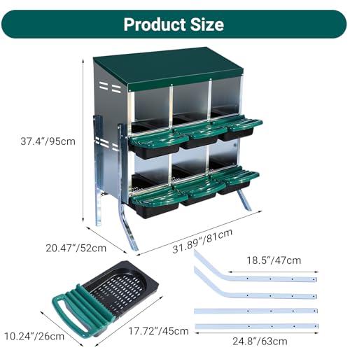 Chicken Nesting Box, 10 Hole 2 Layer Hen Nest Box with Legs, Roll Away Eggs Laying Boxes,Cleanable Pull Out Hen Roosting Boxes