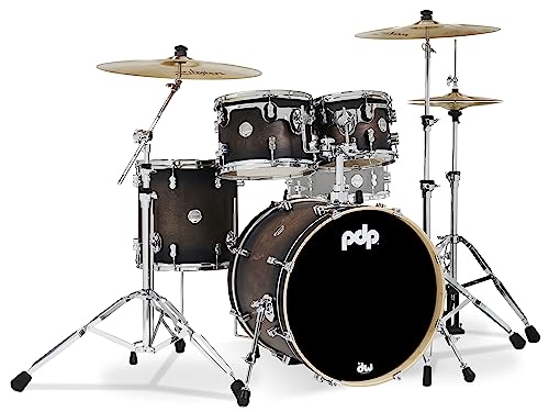 Pacific Drums & Percussion PDP Concept Maple 4-Piece Fusion, Charcoal Burst Drum Set Shell Pack (PDCM20FNSCB)