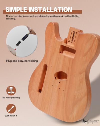 Leo Jaymz DIY Single Cut Electric Guitar Kits with Mahogany Body and Neck - Rosewood Fingerboard and All Components Included (LP Hollow)