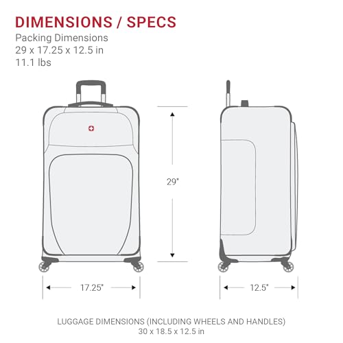 SwissGear Sion Softside Expandable Roller Luggage, Teal, 3 Piece Set (21/25/29)