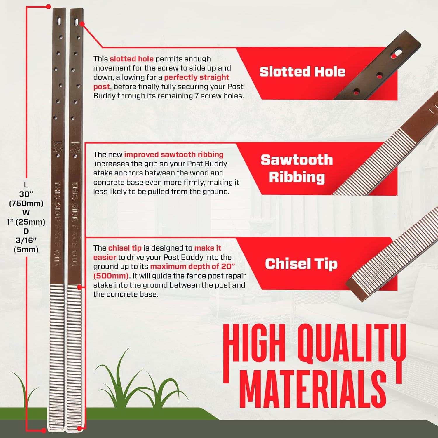 Pack of 2 Easy Fence Post Repair (to fix 1 Broken Wood Post), Fast and Simple to Install, Highly Effective, Long-Lasting