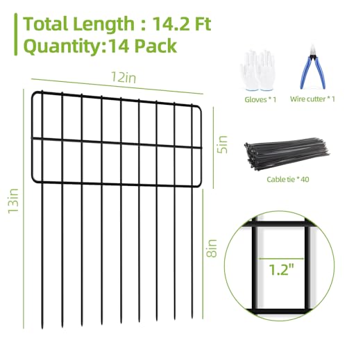 30 Panels No Dig Fence, Animal Barrier Fencing, 13in(H) x 30ft(L) Fence Barrier for Bottom, Rabbit Fencing for Garden, Dog Fences Barrier, Rustproof Metal Fences Border for Outdoor
