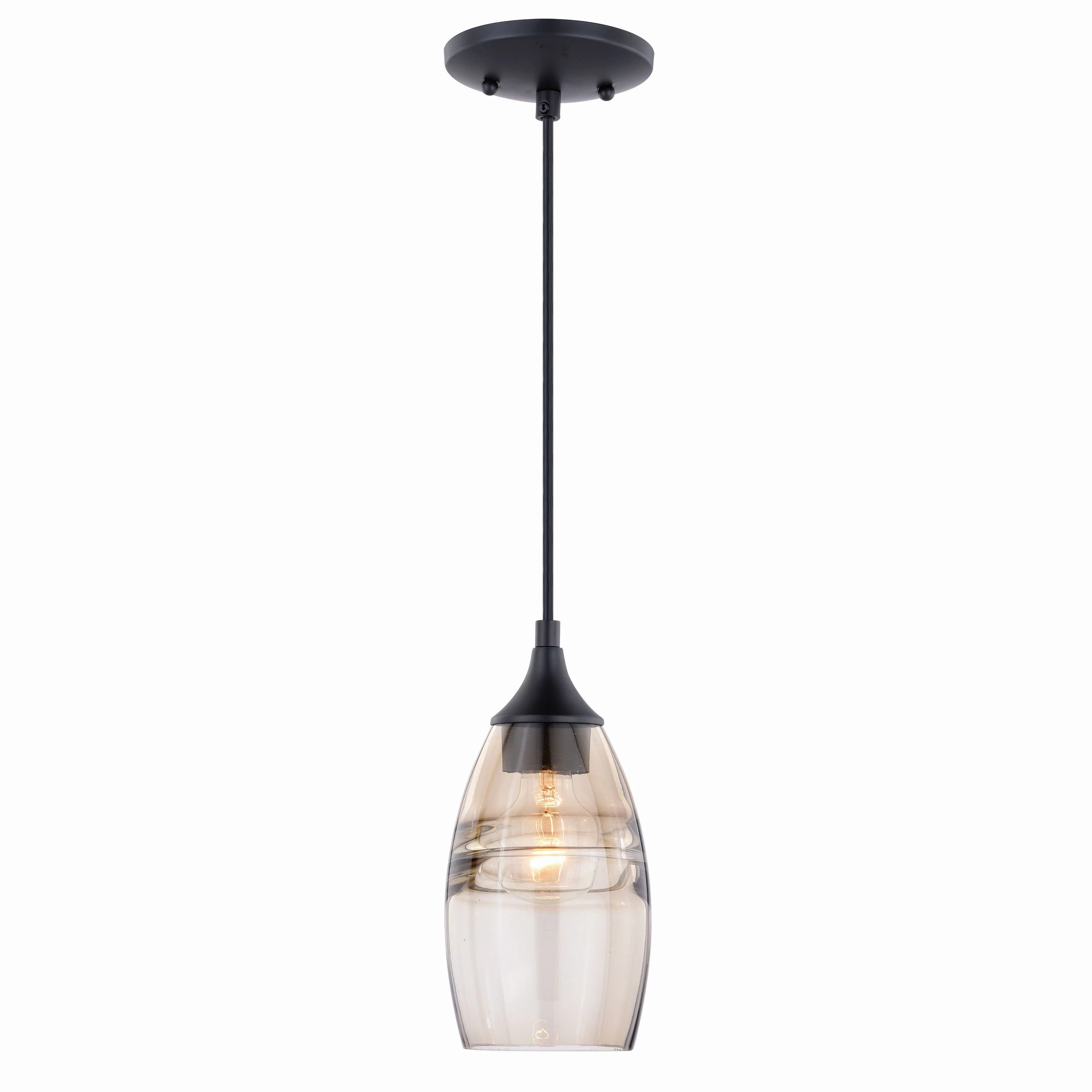 Vaxcel Milano Bronze Mini Pendant Ceiling Light Amber Fog Glass