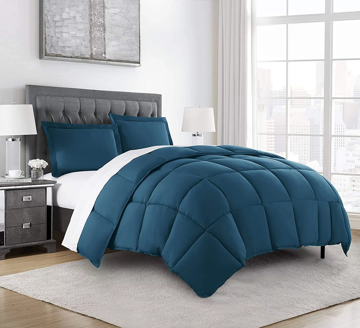 Chezmoi Collection Teal Down Alternative Comforter Queen - 3-Piece All Seasons Lightweight Comforter Set - Microfiber Comforter Duvet Insert with Corner Tabs