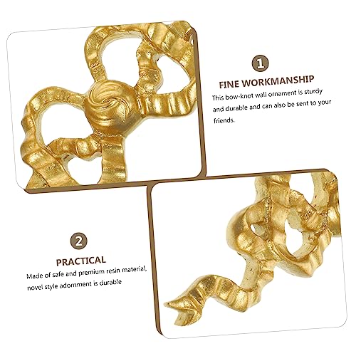 ARTIBETTER bow decoration decorative appliques for furniture golden bow-knot wall craft carved wood onlays wall appliques onlay hanging wall decor Resin Hanging Bow Art Craft photo frame