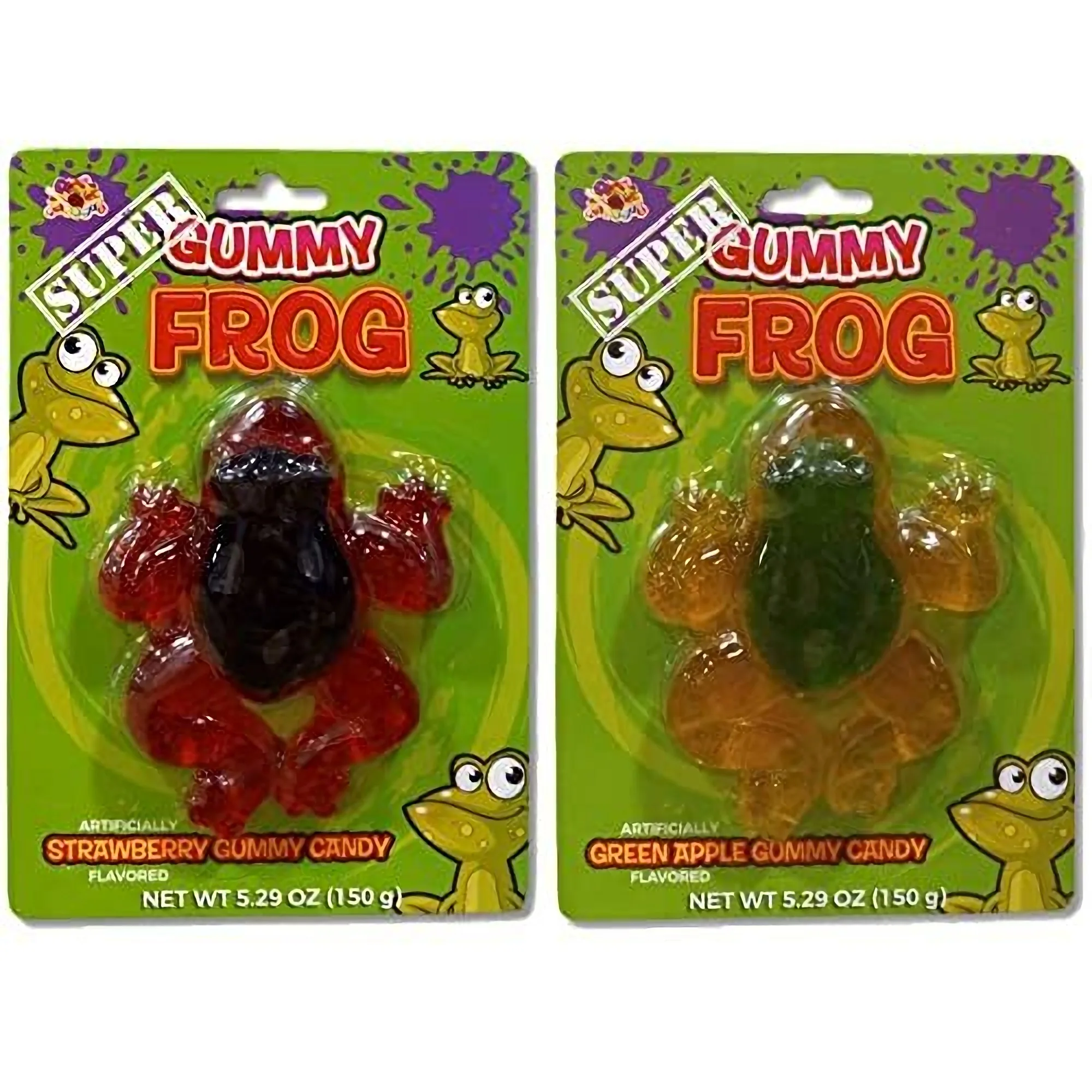 Trbeca Curations | Super Gummy Frog by Alberts | 5.29 Ounce | Green Apple & Strawberry | Pack of 4 Includes Tribeca Mints