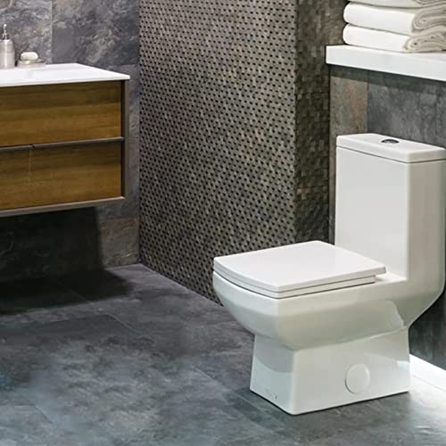 Soft Close Toilet Seat, Toilet seat, Square with Easy Quick Release Top Fix Adjustable Hinges, Square Toilet Lid Slow Close, White,03A