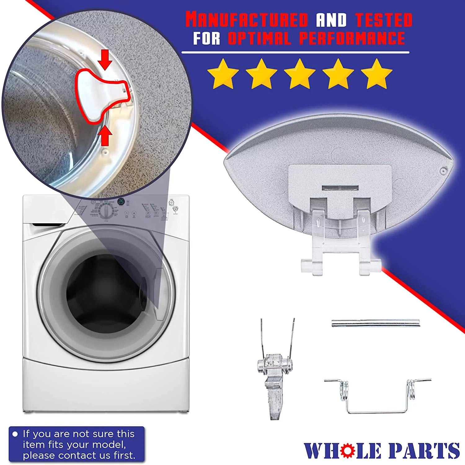 Whole Parts Washer Handle Part # 8182408 - Replacement & Compatible With Some Whirlpool Washing Machines